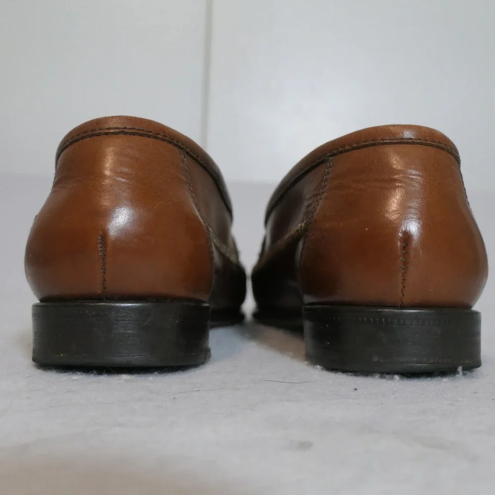 G.H. Bass Mens Sherman Tassel Loafers 10.5M Brown Woven Leather Academia 8453
